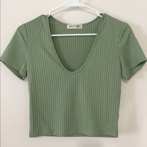 Green scoop neck crop top